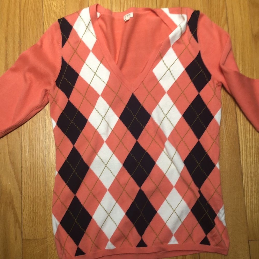 J. Crew Argyle Pattern Sweater Size Medium - image 3